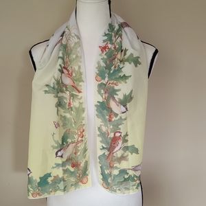 Vintage E. Golz Rush Bird Rectangular Scarf Yellow White